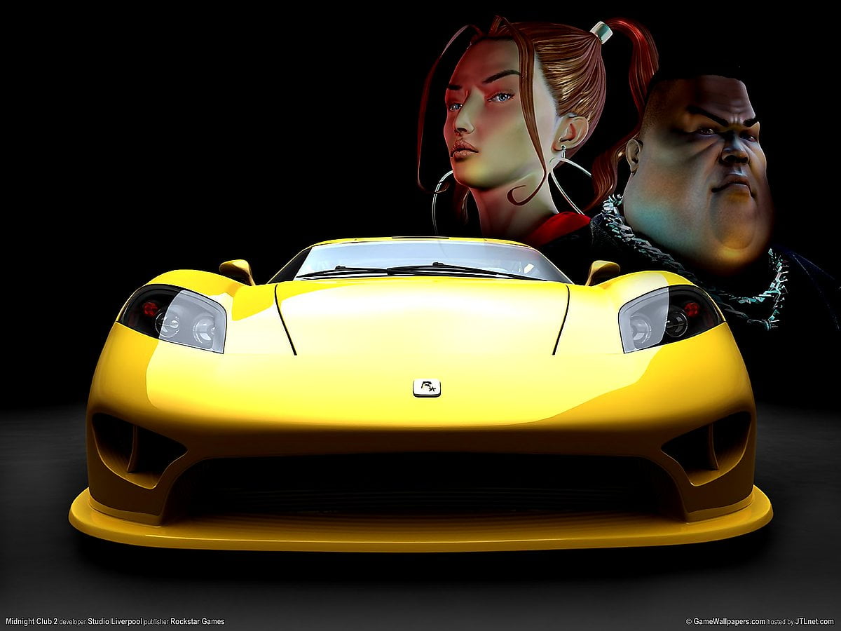 Pessoa no carro amarelo (cena de videogame "Midnight (video game)") : HD plano de fundo 1600x1200