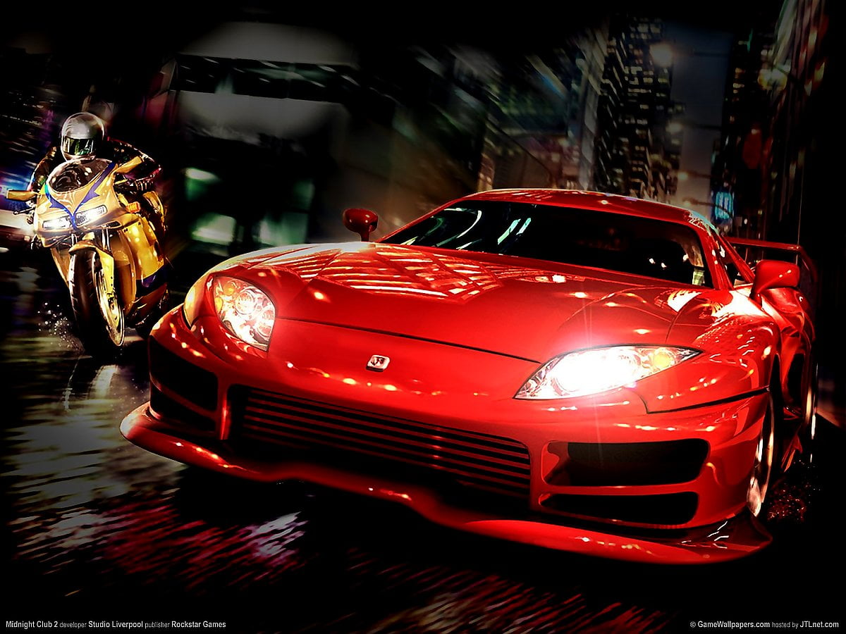 Grátis tela de fundo / carro vermelho (cena de videogame "Midnight (video game)")