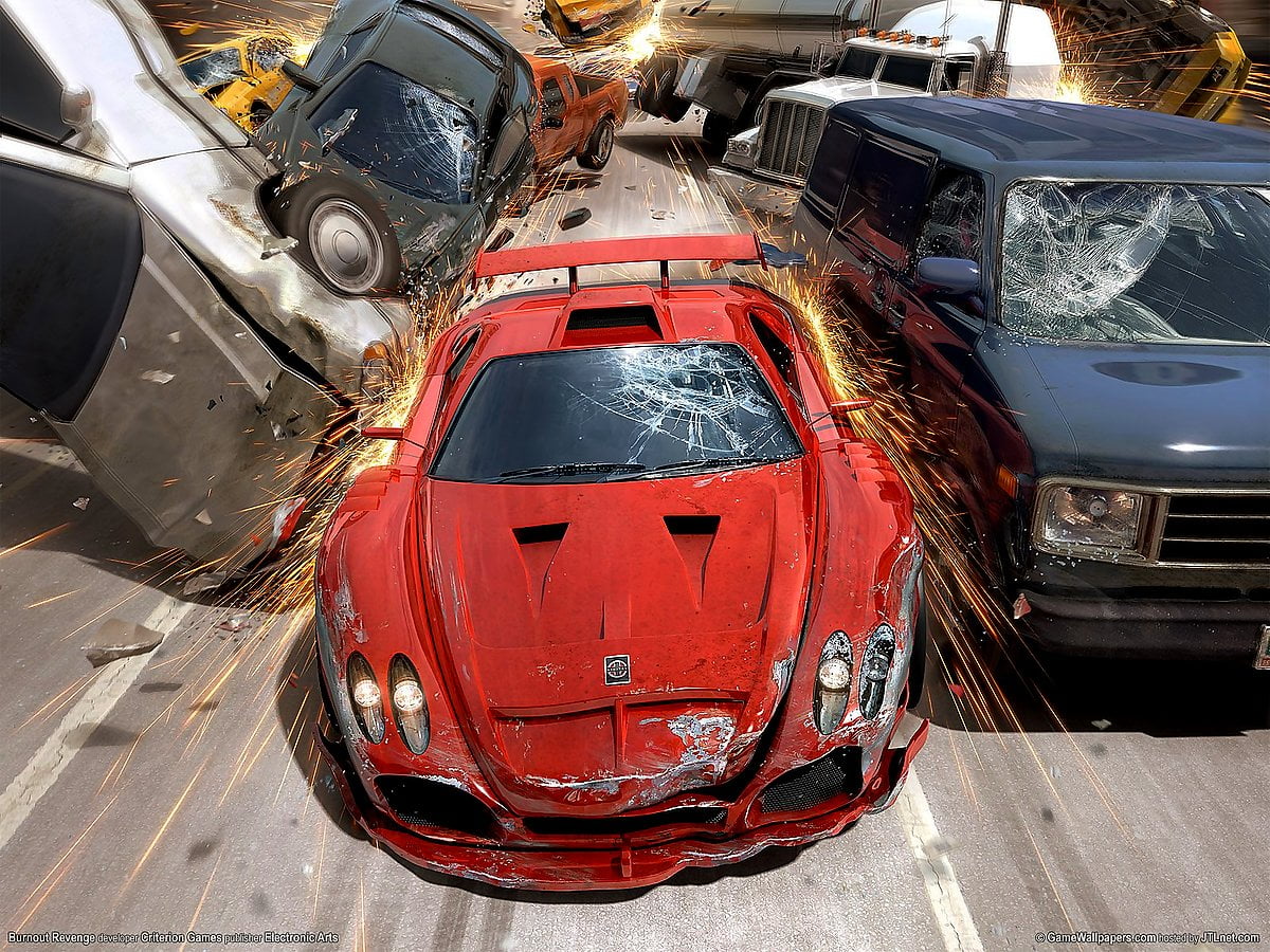 Carros, Burnout, Super-carro, coupé, carro de corrida (cena de videogame "Burnout") - HD imagem de plano de fundo