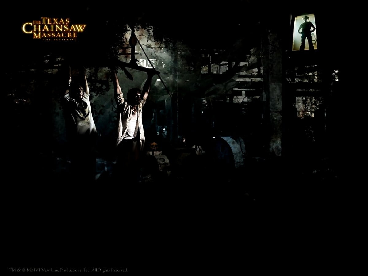 Pessoas paradas no escuro (cena do filme "The Texas Chain Saw Massacre") : planos de fundo