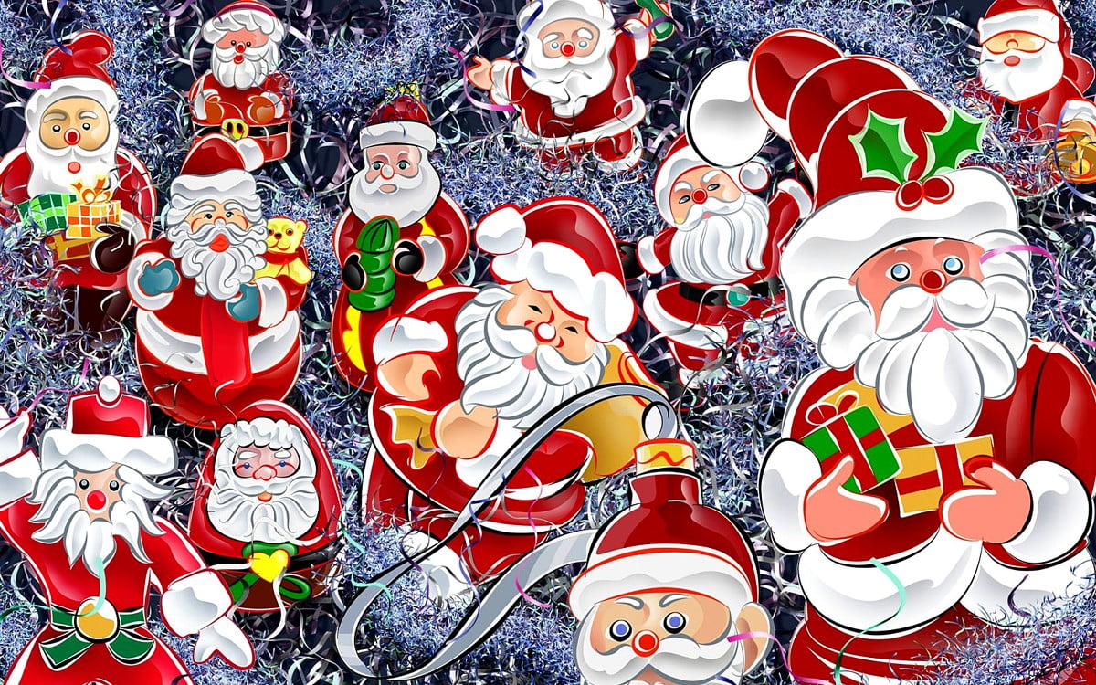 Tela de fundo Feliz Natal, Papai Noel, Desenhos Animados | Download Grátis