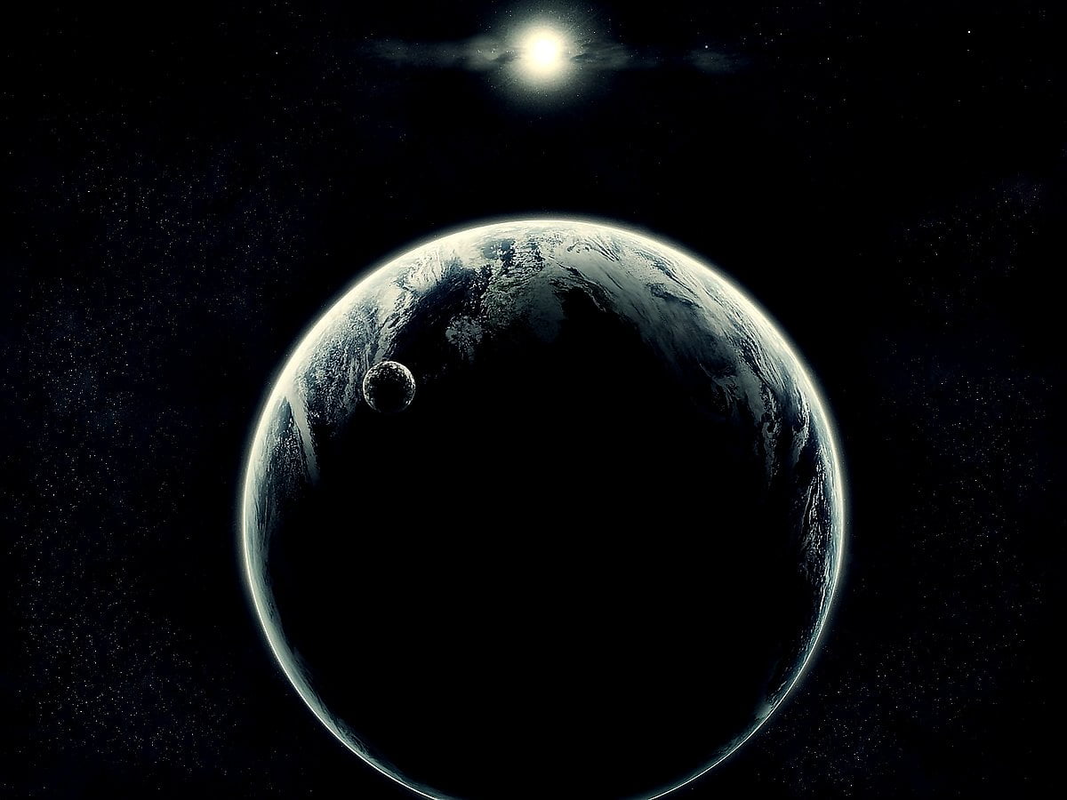 Planeta Terra, lua, espaço sideral, planeta, Trevas / grátis imagem de plano de fundo